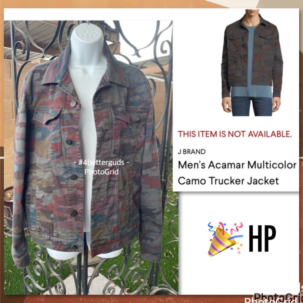 J brand Acamar Multicolor Abstract Gray Camouflage Trucker Jean Jacket Unisex MD